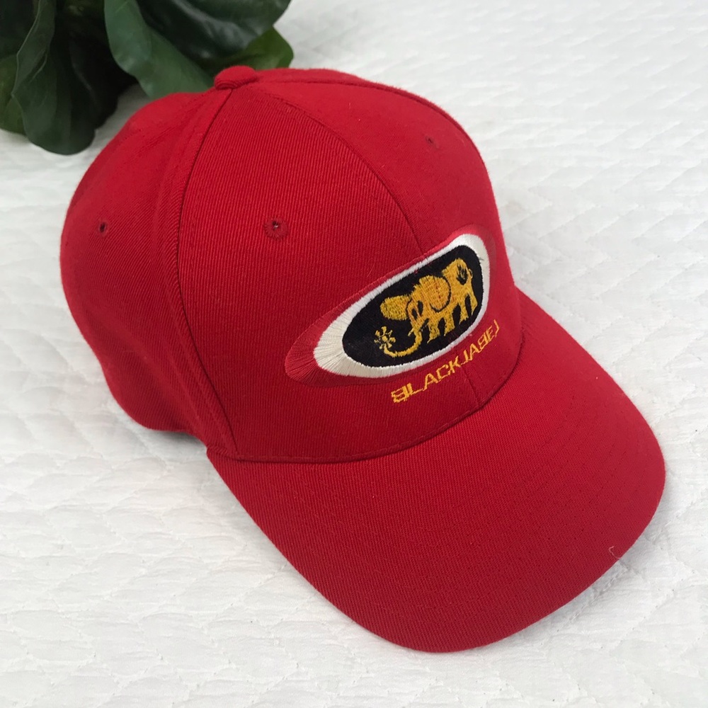BlackLabel Flexfit || Lucky Elephant Embroidered Logo Patch Red Hat L-XL